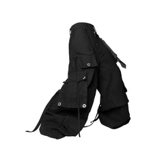 RELABEL Multi-Pocket Detachable Scarf Distressed Cargo Black