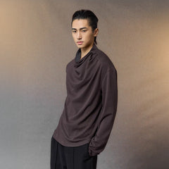 ALVNG AR ANTS Draped-Neck Long-Sleeve Tee