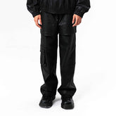 VANN VALRENCE Rivet Layered Coated Denim Pants