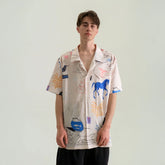 WIID Doodle Sketch Full-Print Cuban Half Shirt