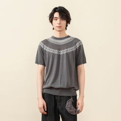 MOITIEDEPETALE Fair Isle Jacquard Tee
