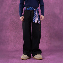 CLP Tie-Belt Multi-Pockets Stitched Pants