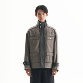 ORAL UTOPIA Multi-Pocket Drawstring Barn Jacket