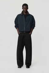 OPICLOTH Retro Contrast Leather Collar Jacket