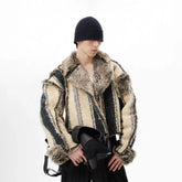 TUIMU Reversible Faux Fur Cropped Jacket
