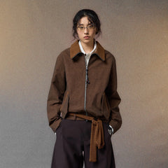 ALVNG AR ANTS Linen-Blend Draped-Belted Jacket