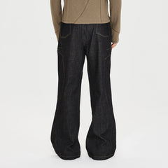 CATSSTAC Retro Curved Seam Panel Raw Jeans