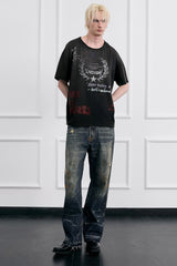 FACEONLAB Grunge Distressed Straight-Leg Jeans