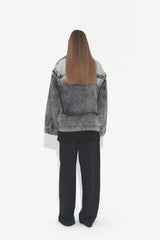 VANN VALRENCE Structural Panel Acid-Washed Oversized Denim Jacket