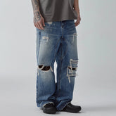 F2CE Ripped Curved Spliced Jeans