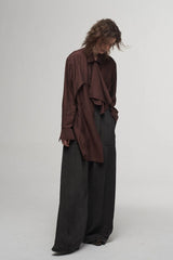 ILNya Nieternite Nifutur Arc Spliced Draped Long Shirt Burgundy