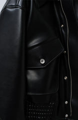 FACEONLAB Arm-Patched Bomber Oversized Jacket