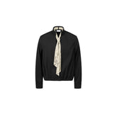 OKAYTHXBYE Multi-Wear Floral Scarf Mandarin Collar Shirt