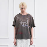 FACEONLAB Punk Graffiti Diamond Distressed T-Shirt