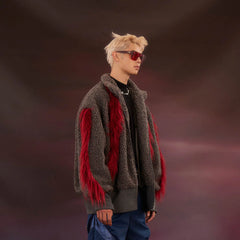 KADAKADA Faux Fur Spliced Oversized Fleece Jacket