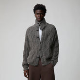 OPICLOTH Cable-Knit Wool-Blend Cardigan