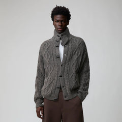 OPICLOTH Cable-Knit Wool-Blend Cardigan