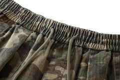 BONELESS Camo Grid Pleated Drawstring Shorts