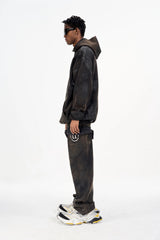 ULIPERY LOGO Mud-Wash Frayed Sweatpants