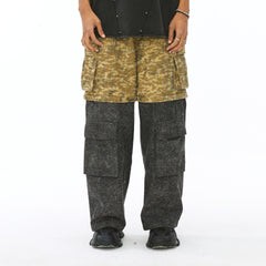 VANN VALRENCE Detachable Two-Tone Paneled Cargo Jeans