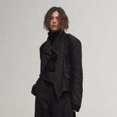 ILNya Nieternite Nifutur Asymmetrical Frayed Seam Ruffle Jacket