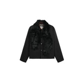 NOTHINGNESS WORLD Mottled Faux Fur Collar Snap-Button Jacket
