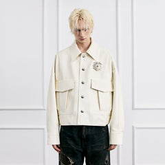 FACEONLAB Badge PU Utility Jacket