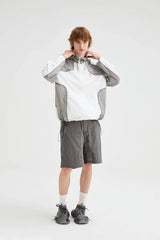 ORGANIC EMOTION Spliced Drawstring UV Protection Light Jacket