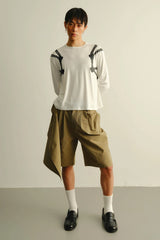 KADAKADA Asymmetrical Overlay Pleated Shorts