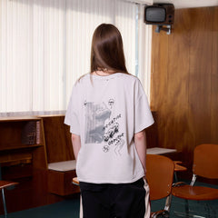 ERROR CODE ROBOT Distressed Raw-Edge Washed Graphic Tee