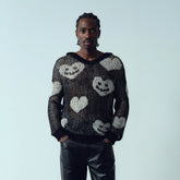 KADAKADA Smiling Heart Jacquard Knit Hoodie