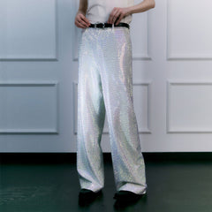 FACEONLAB Iridescent Diamond Wide-Leg Pants