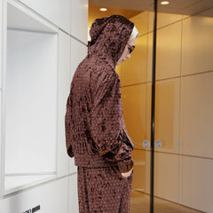 SOURPLUM Retro Polka-Dot Velvet Hooded Jacket