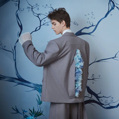 JIECHI Wild Flower Rope-Tie Oversized Blazer
