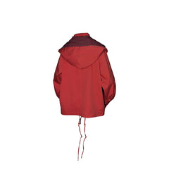 RELABEL Detachable Hood Beaded Ruched Shirt Red