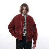FACEONLAB Distressed Padded Bomber Jacket