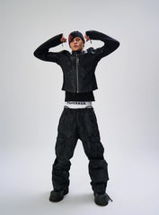 FLYERRER Structured Panel Faux Leather Biker Jacket