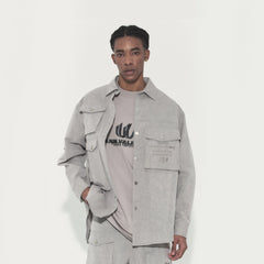 VANN VALRENCE Utility Washed Multi-Pocket Shirt Jacket
