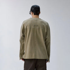 F2CE Distressed Panel-Stitched Long-Sleeve Tee