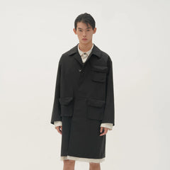 ORAL UTOPIA Faux Layered Hem Multi-Pocket Coat