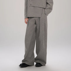 TIWILLTANG Classic Pleats Wool-Blend Wide-Leg Pants