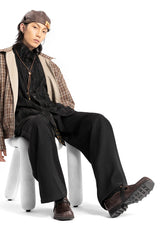 REWRITE Croc-Embossed Strap Loafers Brown
