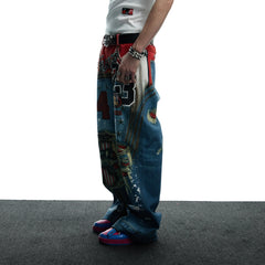 DND4DES Chicago Bulls Print Studded Flare Jeans