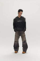 SAVAGEGROWTHWORLD Athletic Distressed Patch Sweatshirt