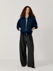OPICLOTH Herringbone Pleated Wool-Blend Trousers
