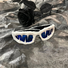 Pi0neeR Ice Melt Dripped Resin Sunglasses Blue