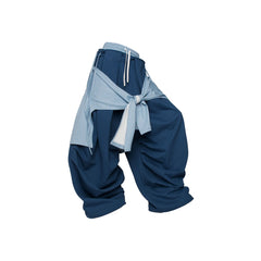 RELABEL Double Waistband Detachable Back Flap Oversized Sweatpants Blue