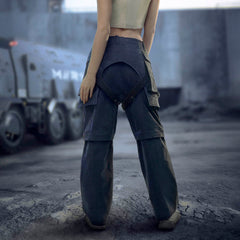 XIPHEVIL Detachable Lace-Up Multi-Pocket Bondage Pants