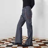 ASSEEN Checkerboard Knee Paneled Flared Jeans