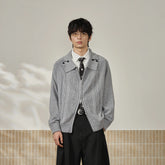 MOITIEDEPETALE Modern Cable-Knit Zip-Up Cardigan